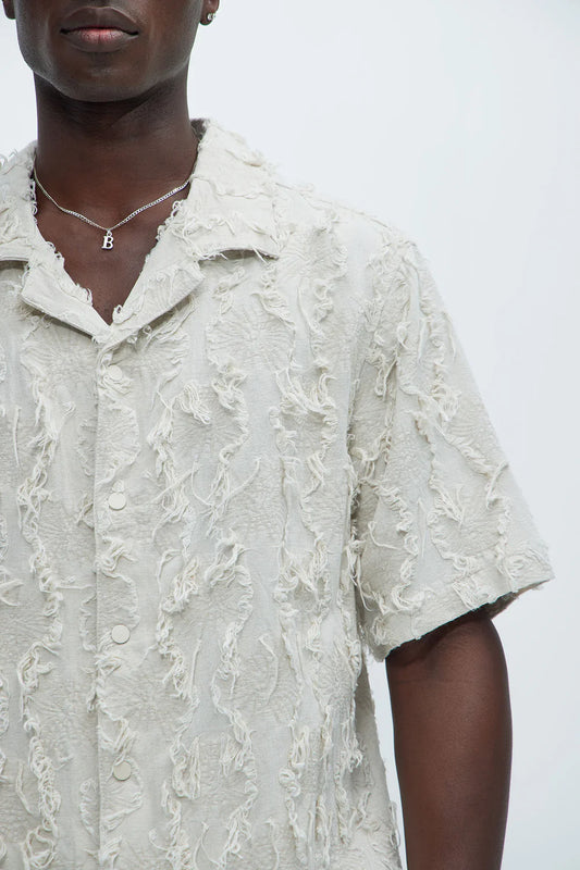 Frayed Jacquard Linen Shirt